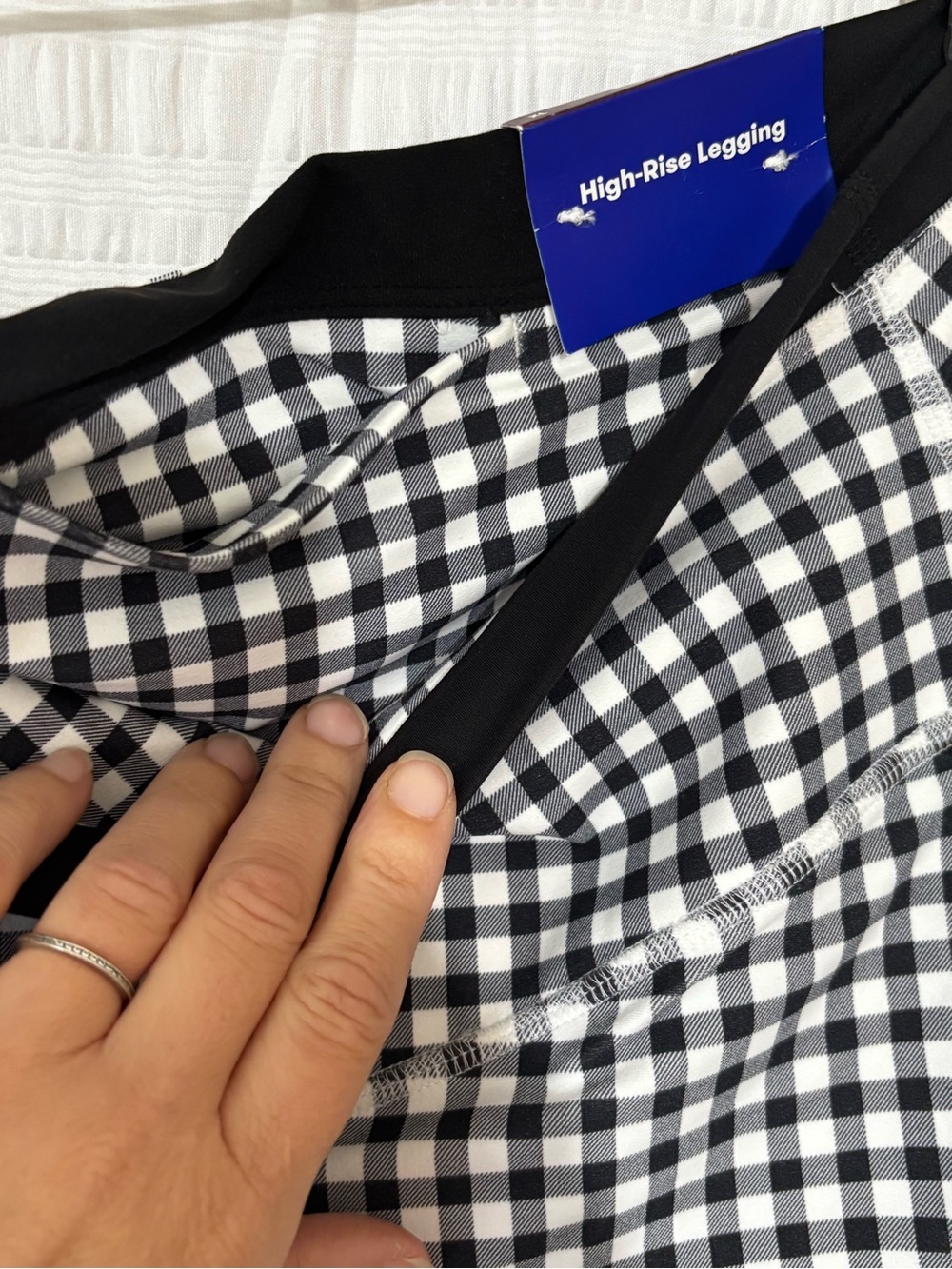 NWT JoyLab Black & White Gingham High-Waist Leggings Sz XL - Picture 5 of 7
